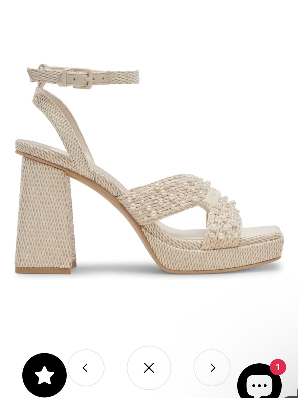 Dolce Vita Aries Pearl-Embellished Block Heel Sandals - Picture 2 of 10